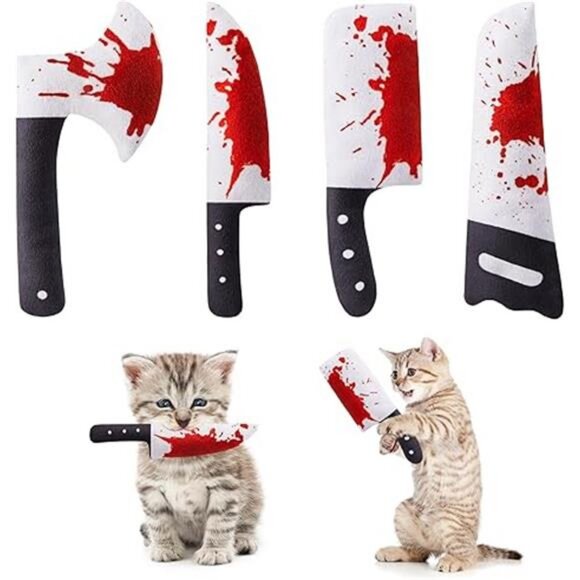 4Pcs Cat Toys, Horror Knife-Shaped Kitten Catnip Crinkly Sound Toys - Picture 7 of 7